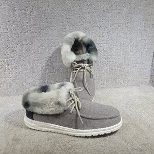 Hey Dude Britt Women's Size US 10 Sunset Smoke Gray Faux Fur Ankle High Bootie